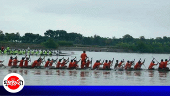 মাগুরার শ্রীপুরে গড়াই নদীতে শেখ রাসেল নৌকা বাইচ প্রতিযোগিতা